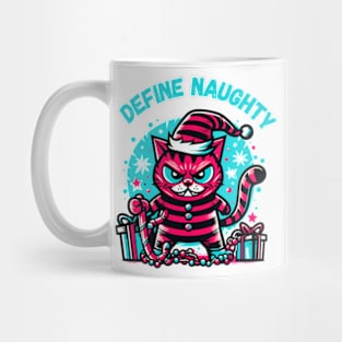 Define Naughty - Funny Naughty Cat Christmas Mug